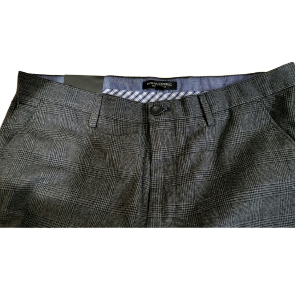 Banana Republic Kentfield Men's Straight Fit Dark Gray Plaid Pants Sz 35x30 - Picture 5 of 12